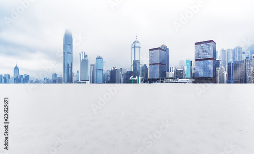 Panoramic Skyline And Buildings With Empty Snow Ground In Hong Kong Stock Photo Adobe Stock