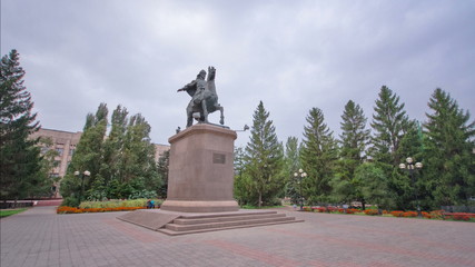 Wall Mural - Monument to Syrym Datouly in Uralsk timelapse hyperlapse.