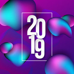 Wall Mural - Liquid 2019 page template for calendar cover design, annual report, banner, poster or flyer. Vector Illustration EPS 10