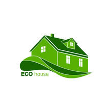 Conceptual Logo Of Green Eco House