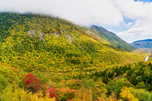 Wide Panoramic Autumn Crawford Notch, NH