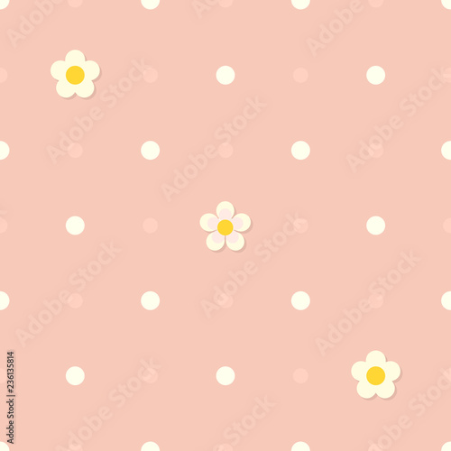 Cute Seamless Pink Flat Background With Polka Dot Pattern