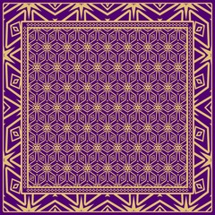  Geometric Pattern with hand-drawing floral ornament. illustration. For fabric, textile, bandana