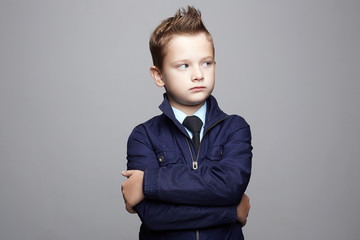 fashion hairstyle child portrait in tie