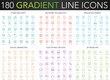 © lembergvector - 180 trendy gradient vector thin line icons set of cyber security, network technology, web development, digital marketing, electronic devices, 3d modeling icon.