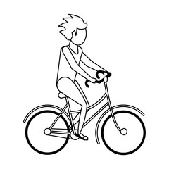 Sticker - Man riding vintage bike black and white