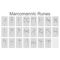 Wall Mural - Set of monochrome icons with Runic alphabet for your design