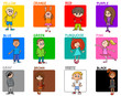 colors educational set with kid characters