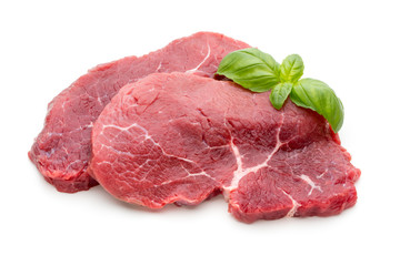 Fresh raw beef steak isolated on white.