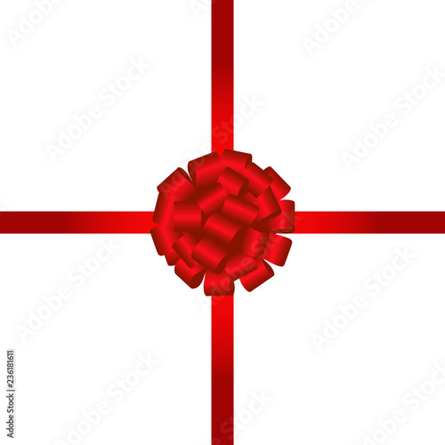 Fotografie, Obraz Gift card with red ribbon and a bow - Gift voucher template with place for text