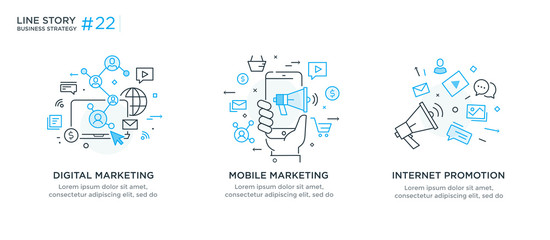 Set of illustrations concept with business concept. Workflow, growth, graphics. Business development, milestones, start-up. linear illustration Icons infographics. Landing page site print poster. Line