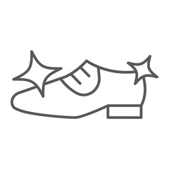 Wall Mural - shoe cleaning thin line icon, clean and shoes, shining footwear sign, vector graphics, a linear patt