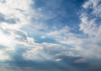 Wall Mural - white curly clouds in a blue sky. sky background