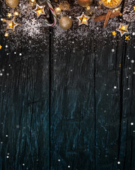 christmas decoration on wooden background
