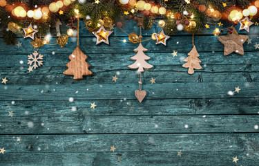 christmas decoration on wooden background