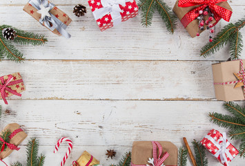 Sticker - Christmas decoration on wooden background