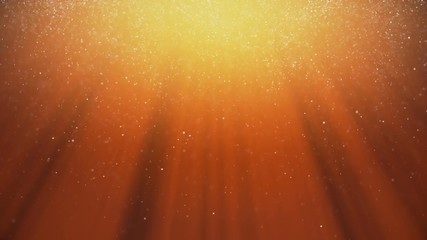 Wall Mural - background gold particles movement, universe gold dust on yellow background with rays light. vj seam