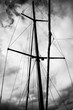 sailing boat in black and white