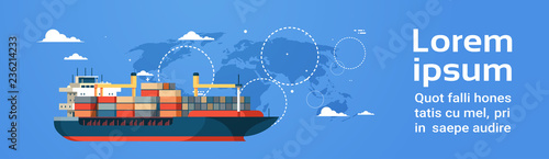 Fotografía Industrial sea cargo logistics container import export freight ship water delive