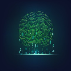 binary brain with sci-fi theme