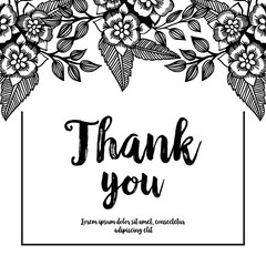 Hand draw floral ornament background with thank you text