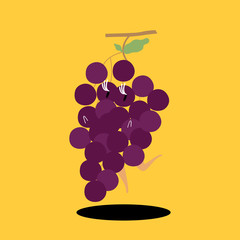Sticker - Fresh grapes cartoon character vector