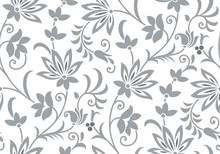 Seamless Vintage Silver Flower Pattern