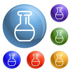 Wall Mural - Chemical flask icons set vector 6 color isolated on white background