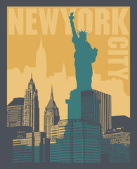 Wall Mural - Manhattan, New York city, silhouette illustration