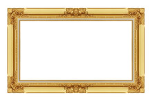 Antique Gold Picture Frame Isolated On White Background
