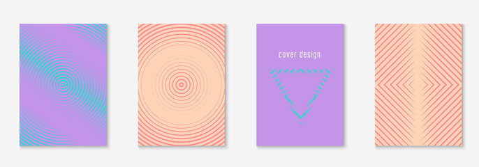 Design magazine cover. Pink and purple. Memphis placard, annual report, booklet, notebook mockup. Design magazine cover as template with line geometric element.