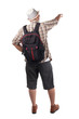 © airdone - Traveling People Isolated on White. Male Backpacker Tourist. Rear View