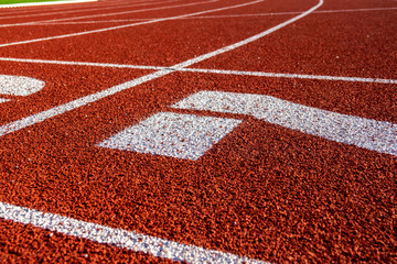 Red running track for athletics at stadium