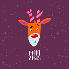 Wall Mural - Cute Deer cartoon for Merry Christmas