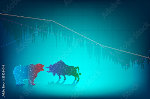 Vector Of Forex Trading Indicators Graph Bull And Bear Market Trade - 