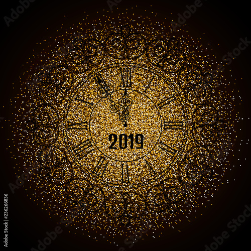 Happy New Year 2019 Gold Glitter New Year Background For Banner