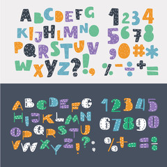 Wall Mural - Vector of stylized colorful font and alphabet