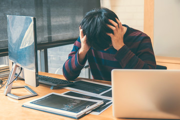 Wall Mural - professional programmer working and stress in programming website a software and coding technology, 