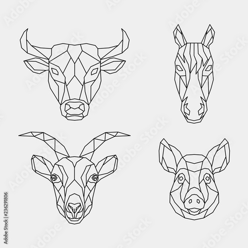 Fotomural Set of abstract polygon animals