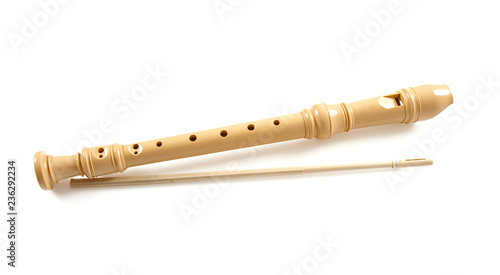 Fotografía wooden flute isolated on white