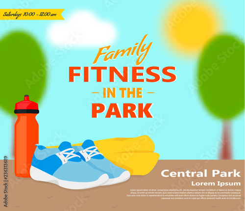 Family Fitness In The Park Ad Poster Or Flyer Template With