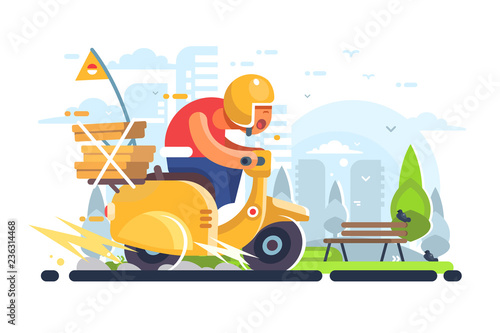 Pizza delivery man on scoot...