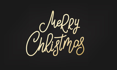 Wall Mural - Merry Christmas label. Gold Lettering sticker badge.