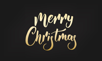 Wall Mural - Merry Christmas label. Gold Lettering sticker badge.