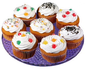 Wall Mural - PLATE FULL OF ICED CUPCAKES OR MUFFINS