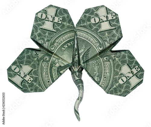 Money Origami Four Leaf Clover Shamrock Folded With Real One