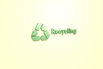 Text Recycling with green 3D illustration and light background