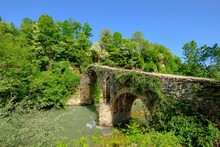 Old Ottoman Stone Arch Bridge Ura E Golikut Over River Shkumbin, Korca Region, Albania, Europe