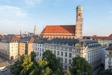 View Of Church Of Our Lady, Munich Cathedral, Rear New Town Hall, Munich, Germany, Europe