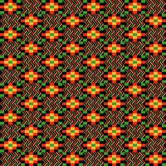 Kente Cloth Seamless Pattern - Colorful kente style fabric design for Kwanzaa